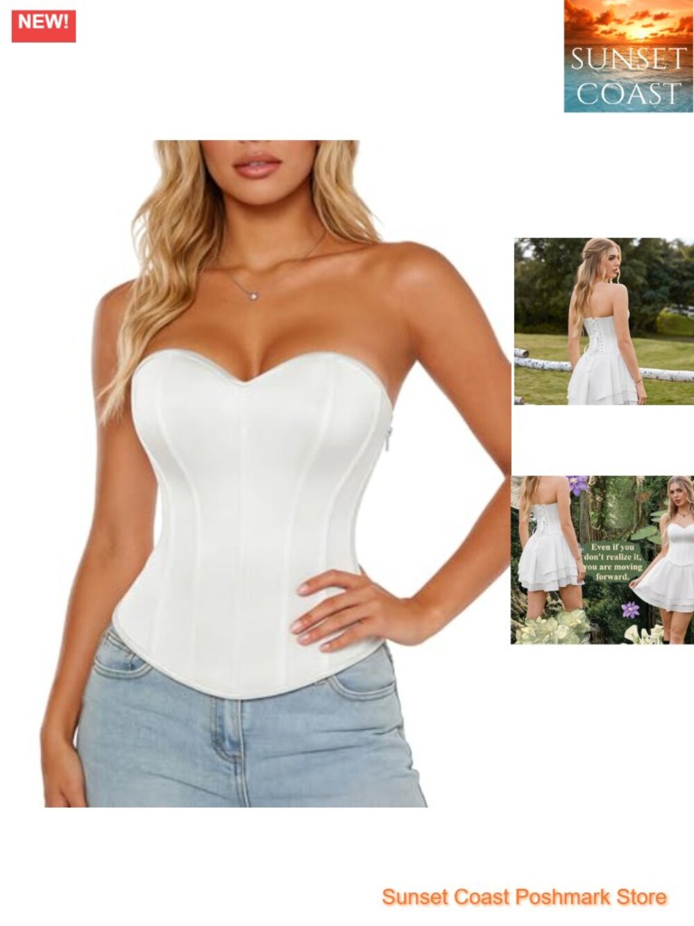 Strapless Corset Top Fishboned Bustier Sweetheart Neckline Party